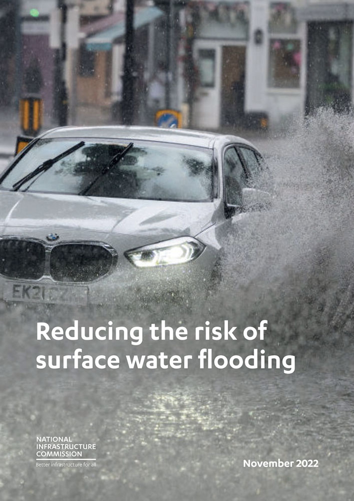 Image of the front cover of the NIC Reducing the Risk of Surface Water Flooding Report November 2022